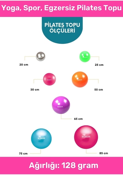 Profesyonel Seri Dayanıklı Yüksek Kalite Mini Gymball 20cm Pembe Pilates Topu + Şişirme Pompa