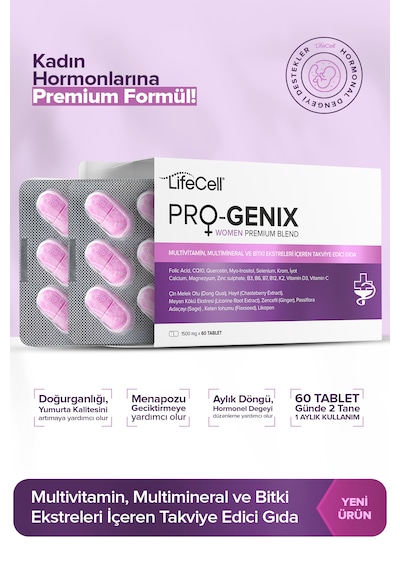 Pro-genix Women Multivitamin, Multimineral Ve Bitki Ekstreleri İçeren Takviye Edici Gıda