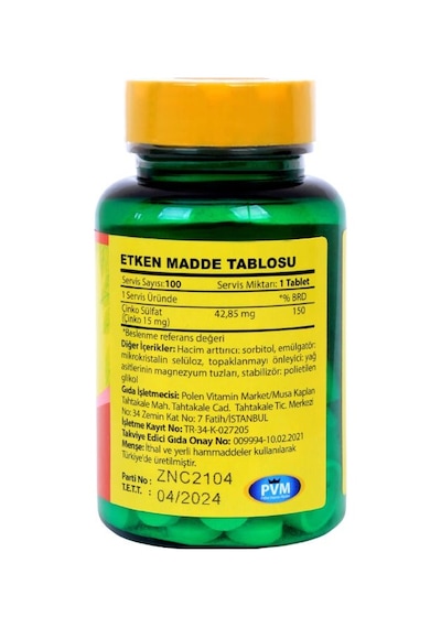 Vitapol Çinko Sülfat 15 Mg 100 Tabl. Zinc Nisan 2024
