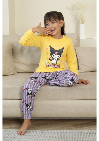 Miniğimin Cicileri Krm Baskılı Kız Çocuk Pijama Takımı - Sarı Sarı