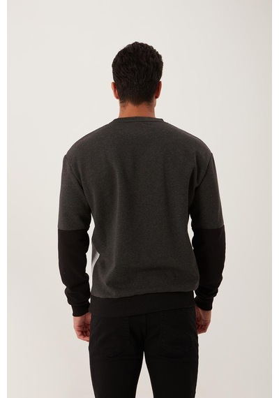 Polostate Erkek Çift Renk Sweatshirt Siyah