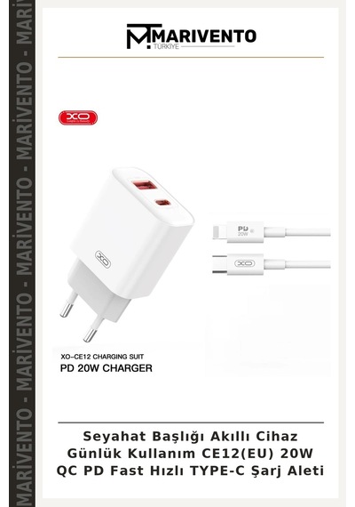 Seyahat Başlığı Akıllı Cihaz Günlük Kullanım Ce12 Eu 20w Qc Pd Fast Hızlı Type-c Şarj Aleti