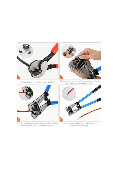 Hx-50b Akü Kablo Pabucu Sıkma Pensesi 6 50 Mm² Kablo Sıkma Kapasitesi Güçlendirilmiş Gövde + 60 Adet Terminal