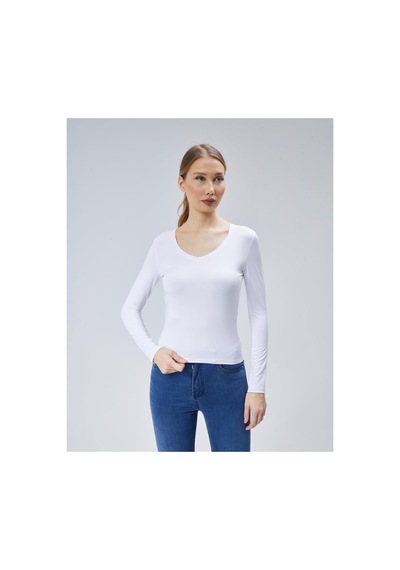 Virago Soft Touch V Yaka Uzun Kol Bluz/body Beyaz - 686786237 Beyaz - 686786237 Beyaz