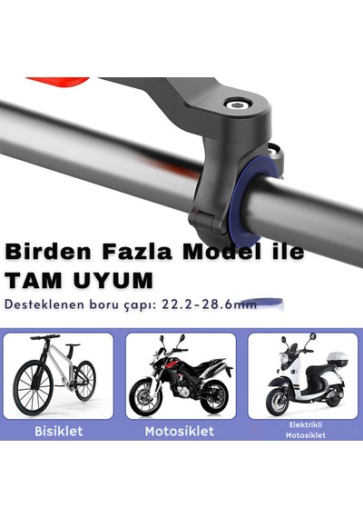 Bisiklet Motosiklet Telefon Tutucu 360 Dönebilen Gidon Bisiklet Telefon Tutucu Kırmızı