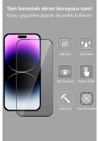 Apple Uyumlu   iPhone 16 Tam Kaplayan Siyah Çerçeveli Magic Ekran Koruyucu Cam Kolay Uygulama Aparatlı