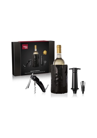 Vacu Vin Premium Şarap Seti 4 Parça Hediye Kutulu - Siyah
