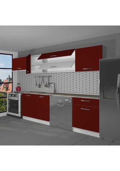 Decoraktiv Elite 280y Mdf Hazır Mutfak Dolabı - Tezgah Dahil - Bordo