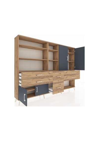 Arges Dolap 10 Raflı 6 Çekmeceli 4 Kapaklı 220x30x163 Çam-antrasi Çam-antrasit/çam Arges Dolap 10 Raflı 6 Çekmeceli 4 Kapaklı 220x30x163 Çam-antrasi Çam-antrasit/çam
