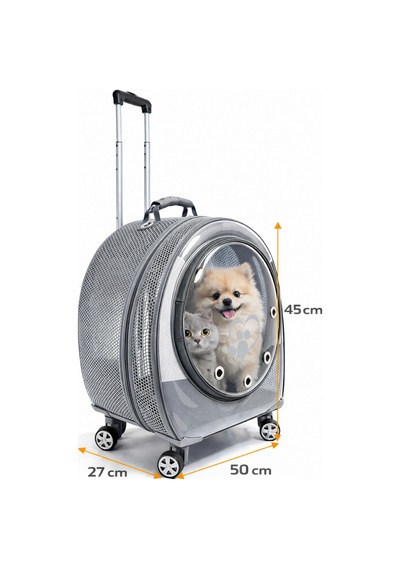 Jumbo Fileli Tekerlekli Kedi Köpek Taşıma Çantası 45 X 50 X 27 Cm Gri 15 Kg
