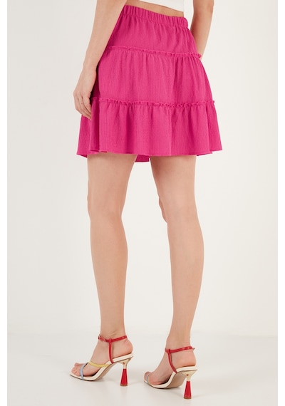 Lela Beli Lastikli Mini Bayan Şort Etek 5865038 Fuşya