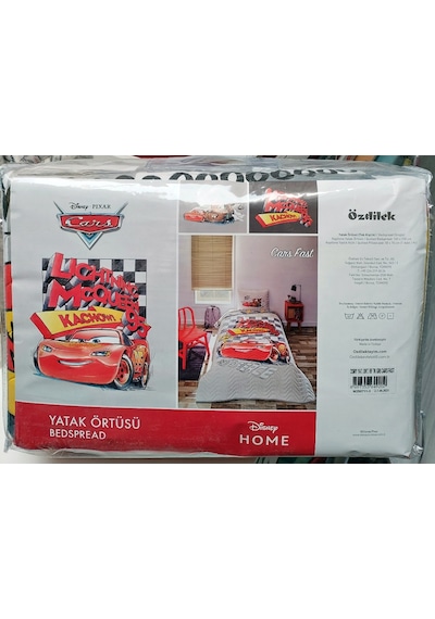 Özdilek Lisanslı Kapitoneli %100 Pamuk Mcqueen Cars Fast Gri Gri
