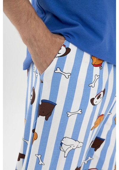 Koza İç Giyim Erkek Kısa Kollu Pamuklu Hayvan Desenli Pijama Takımı Ko6303pj-2 Saks