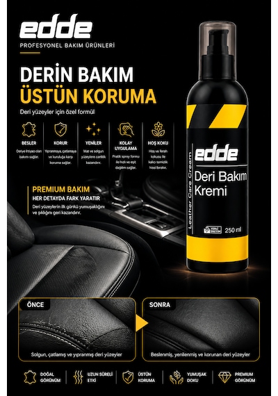 Edde Araba Araç Oto Besleyici Onarıcı Koltuk Deri Bakım Kremi 250 Ml Oto Detailing 250ml