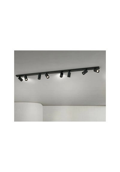 Modern Siyah Metal 150 Cm Gu10 Led Spot Avize Sekizli 8 Lihareketli Başlık Tasarruflu Tavan Avize Siyah