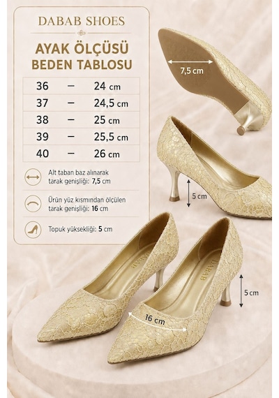 Dabab Shoes Leyla Kadın Gold Sivri Burun Dantel Desenli 5 Cm İnce Topuklu Stiletto Ayakkabı Altın Dabab Shoes Leyla Kadın Gold Sivri Burun Dantel Desenli 5 Cm İnce Topuklu Stiletto Ayakkabı Altın