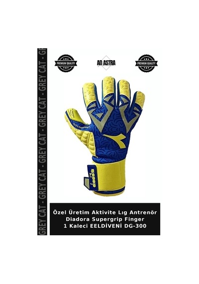 Özel Üretim Aktivite Lıg Antrenör Diadora Supergrip Finger 1 Kaleci Eeldiveni Dg-300 Sarı - Lacivert