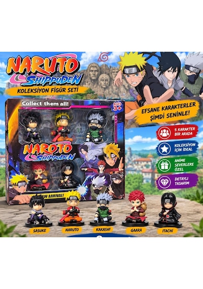 NARUTO Oyuncak Figürler 5 Li Karakter Set SASUKE NARUTO KAKASHİ GAARA İTACHİ