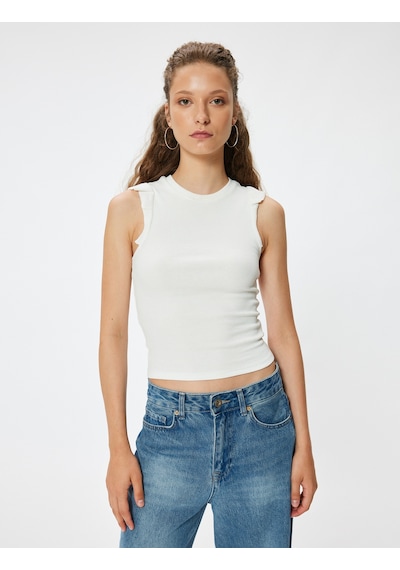 Koton Kolsuz Tişört Bisiklet Yaka Fırfır Detaylı Slim Fit Ekru 4sal11193ık Ekru Koton Kolsuz Tişört Bisiklet Yaka Fırfır Detaylı Slim Fit Ekru 4sal11193ık Ekru
