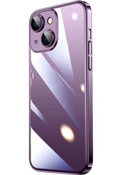 Apple Uyumlu iPhone 14 Plus Kılıf Sert Pc Renkli Çerçeveli Zore Riksos Kapak Derin Mor