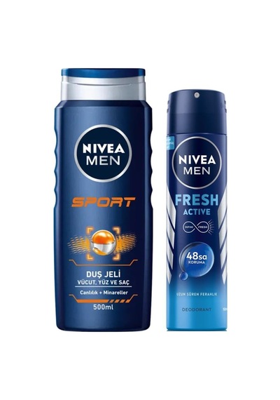 Men Erkek Sprey Deodorant Fresh Active 48 Saat Deodorant Koruması 150ml Ve Men Sports Duş Jeli 3ü 1 Arada Kullanım,vücut, Yüz Ve Saç, 24 Saat Ferahlık 500 Ml Diğer