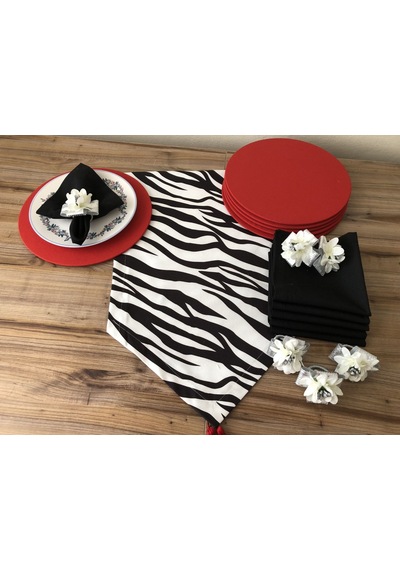 Sofra Sunum Seti Zebra Desenli Takım Çok Renkli