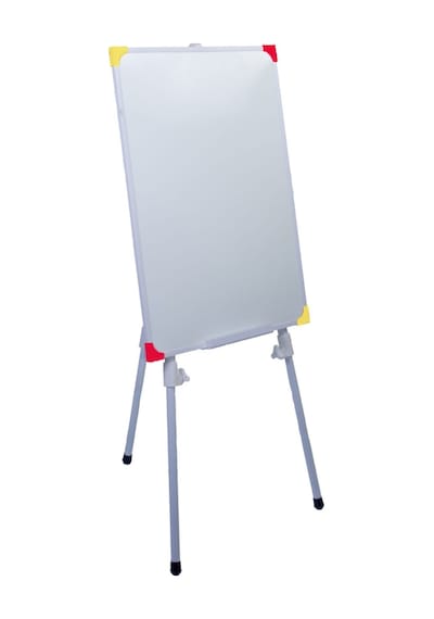 Teleskopik Ayaklı Sarı - Kırmızı Köşeli Okul Yazı Tahtası - Yazı Kalemi + Silgi 50x70 Mavi