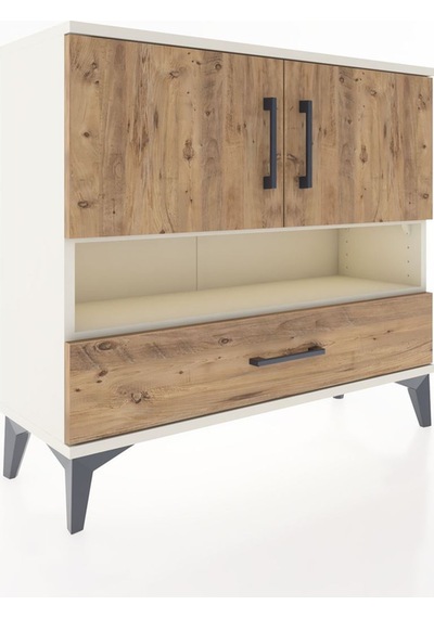 Arges Şifonyer 3 Raflı Tek Çekmeceli 2 Kapaklı 88x30x80 Aytaşı-çam Aytası