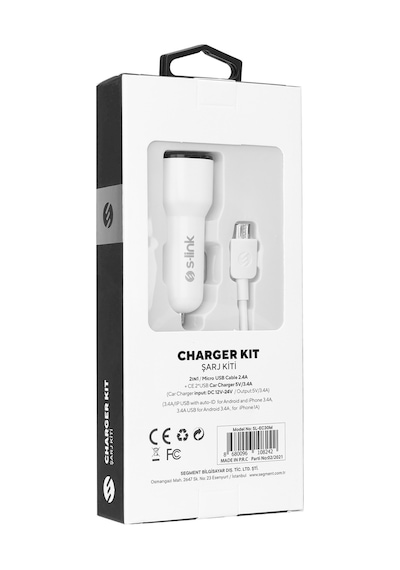 S-Link Sl-Ec30M Micro Usb 3.4A 2 Usb Beyaz Araç Şarj Cihazı