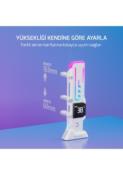 Gamepower Heatsync V2 Argb Dikey Ekran Kartı Tutucu Beyaz