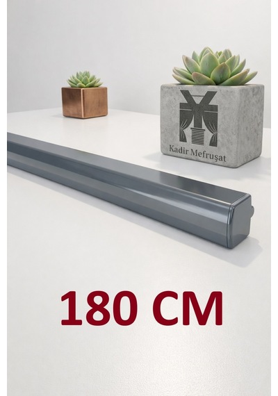 Antrasit Dekoratif Ray Alüminyum 2 Kanallı Dekoratif Metal Perde Kornişi Antrasit180cm - 855867284 Antrasit180cm