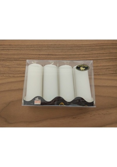 4'Lü Kokusuz Beyaz Bozkurt Silindir Mum 3.5*9Cm (361460208)