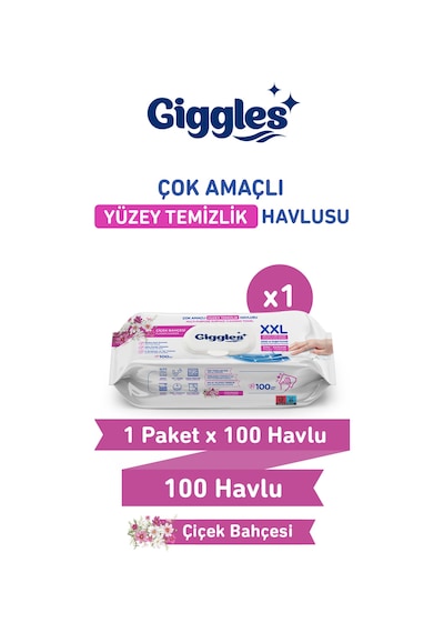 Giggles Xxl İz Bırakmayan Yüzey Temizlik Havlusu - Çiçek Bahçesi 100 Yaprak Beyaz