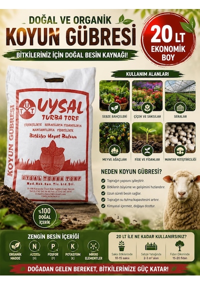 Tr 20 Lt. Organik Koyun Gübresi, Çiçek, Bitki Yetiştirme Coşturmak İçin Gübre 0,250