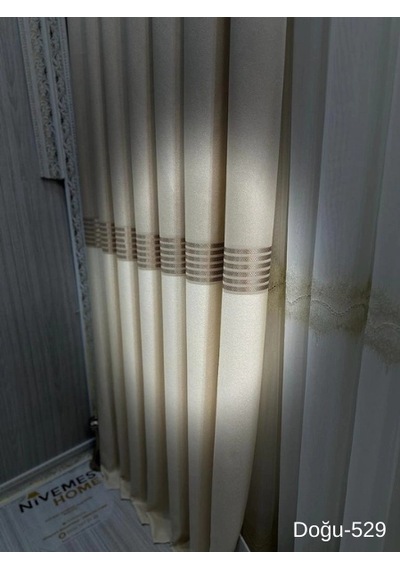 Nivemeshome Doğu Krem Ft671536 V-529 1/3 Sık Pileli Fon Perde Apm