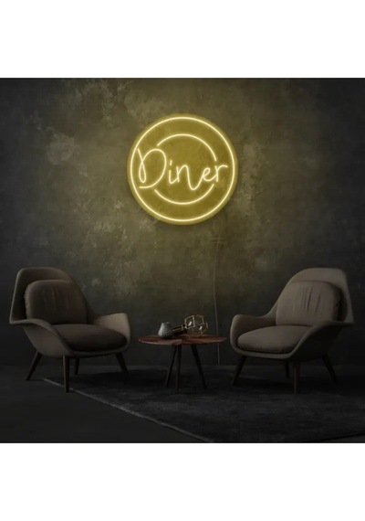Restoranlara Özel Diner Yazılı Neon Tabela Sarı