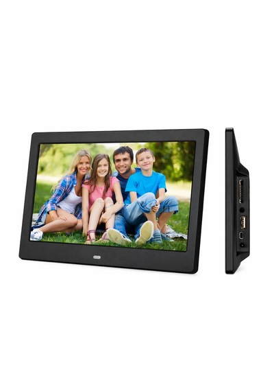 10 İnç Dijital Fotoğraf Çerçevesi Usb Sd Kart Video Müzik Saat Takvim Kumandalı Siyah