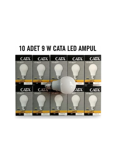 Ct-4277 9w Led Ampul Beyaz 6500k 10'lu Paket Ampul E27 Uyumlu