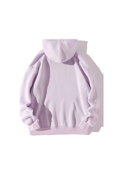 Tarzsokak Coke Serisi Sheın Qutie Cartoon Graphic Drop Shoulder Drawstring Thermal Lined Hoodie Mor