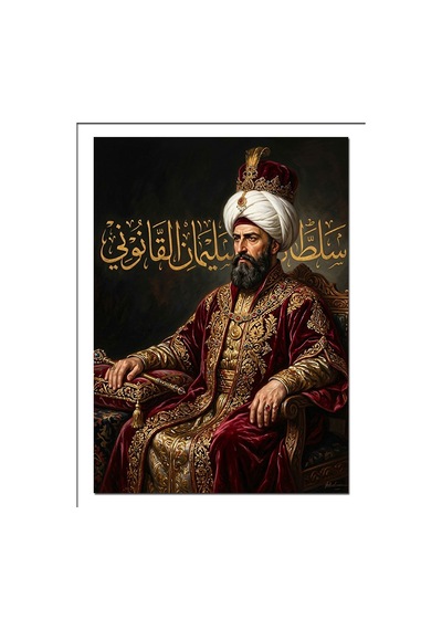 Tahtta Oturan Osmanlı Padişah Portresi Dekoratif Kanvas - Mdf Ahşap Tablo