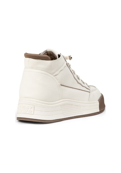 Deery Kadın Hakiki Deri Beyaz High Top Sneaker Ayakkabı - 25334zbyzc01 Beyaz