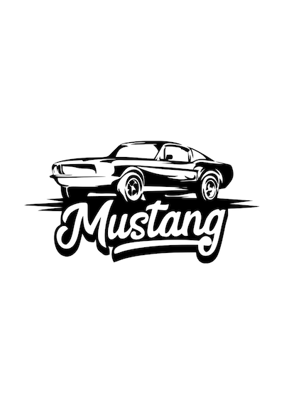 Mustang Araba Silüet Sticker 17x17 Cm Siyah
