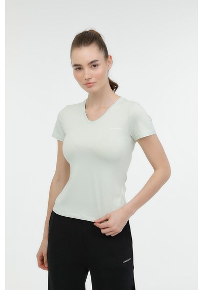 Lumberjack Basıc Modal V Nec Pastel Yesıl Kadın Kısa Kol T-shirt Yeşil
