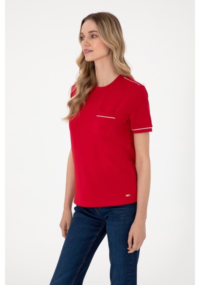 U.S. Polo Assn. Kadın Kırmızı Modal Karışımlı Bisiklet Yaka Tişört 50312942-VR030 U.S. Polo Assn. Kadın Kırmızı Modal Karışımlı Bisiklet Yaka Tişört 50312942-VR030