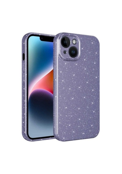 Apple Uyumlu iPhone 14 Plus Kılıf Kamera Korumalı Simli Lüks Zore Koton Kapak Mor