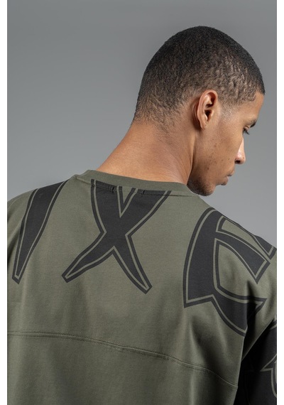 Maraton Sportswear Oversize Erkek Bisiklet Yaka Kısa Kol Basic Haki T-shirt 23246-haki