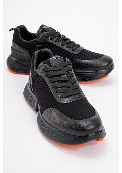 Erkek Yüksek Taban Bağcıklı Deri Comfort Sneaker Mc 20276 Siyah Null Siyah