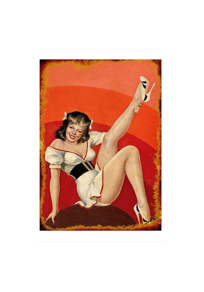 Bedeko Beyaz Elbiseli Pin Up Kızı Mdf Tablo 25 Cm X 35 Cm