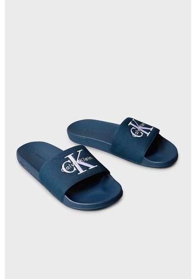 Erkek Calvin Klein Logolu Şık Görünüşlü Rahat Tabanlı Gündelik Kullanıma Uygun Mavi Terlik Ym0ym01393 Baı