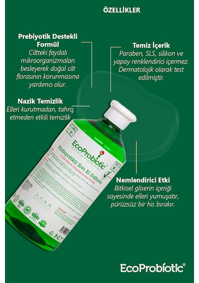 Probiyotikli Sıvı El Sabunu 250 Ml + 1 Lt. Set Temiz İçerik, Çocuk Dostu, Koruyucu Bakım